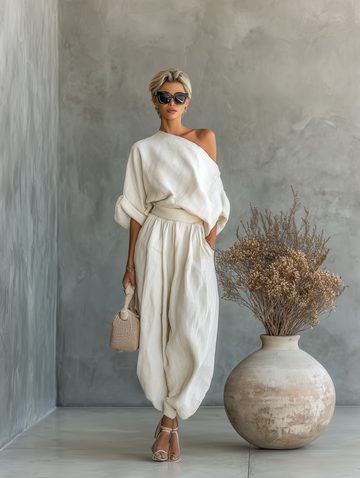 Trisha™ | Luxe Linen One-Shoulder Set